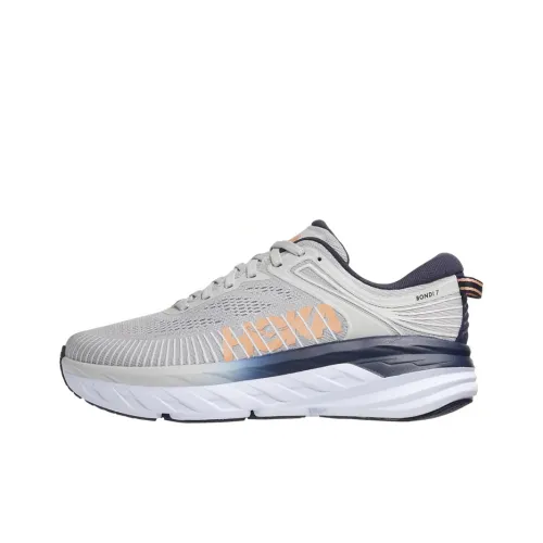 HOKA ONE ONE Bondi 7 Running Shoes Women's Low-Top Gray/Yellow