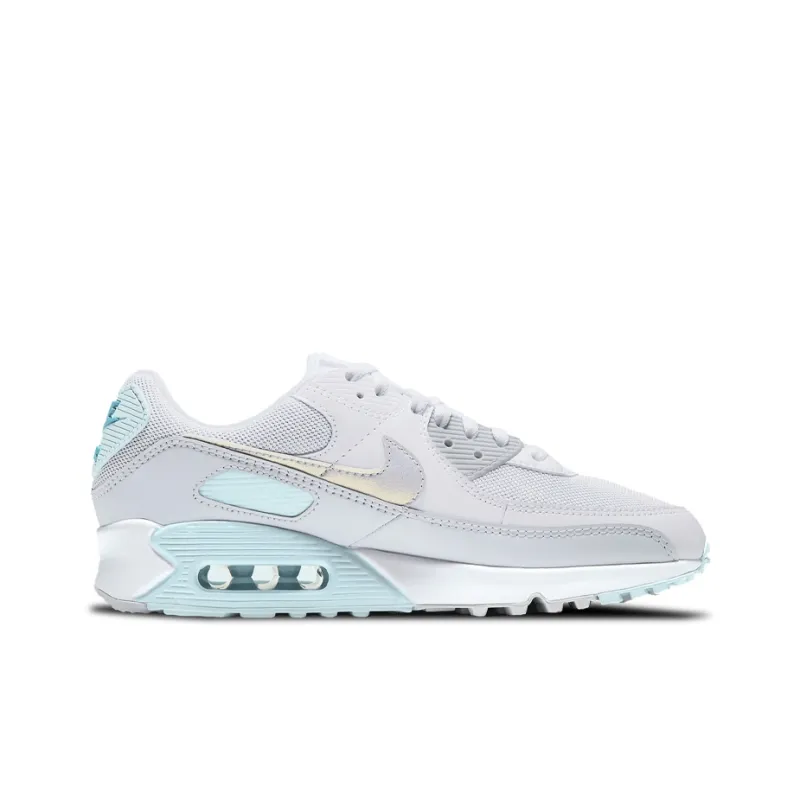 Nike Air Max 90 Cushioned Slip-Resistant Low-Top Running Shoes Men's Light Ice Blue-1