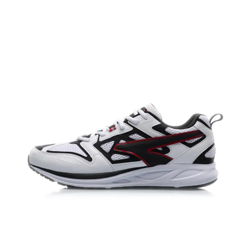 LiNing Cushioned Slip Resistant Lightweight Low Top Running Shoes Men's White Black-0