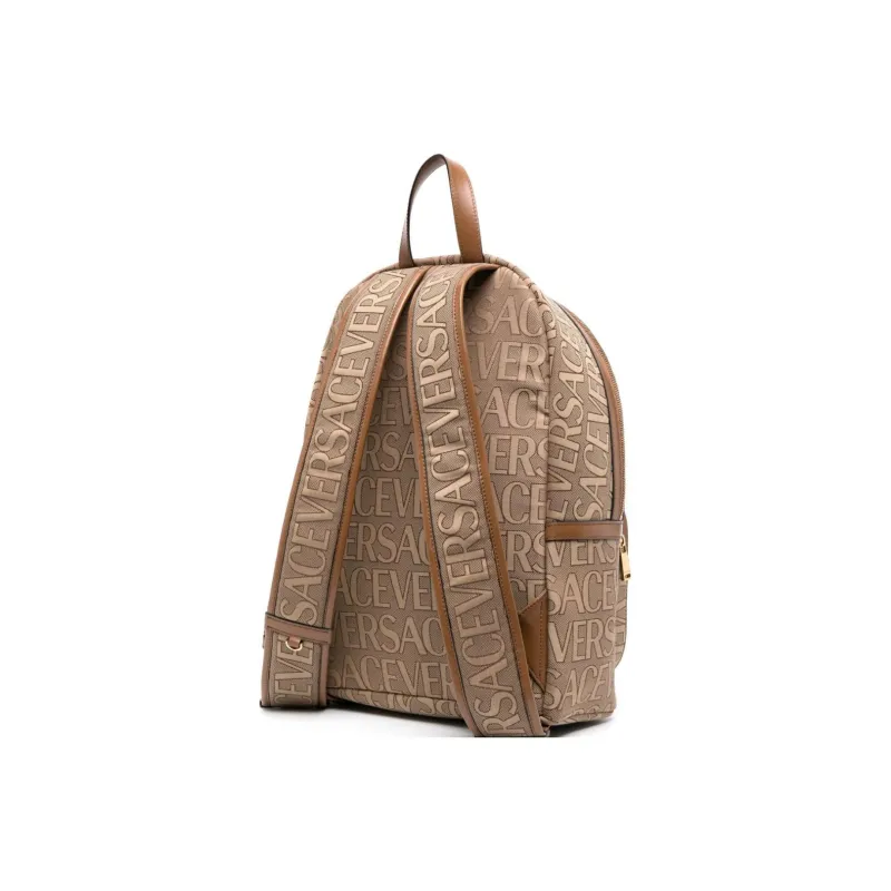 VERSACE Fabric With Calfskin Backpack Regular Men's Dark Beige-1