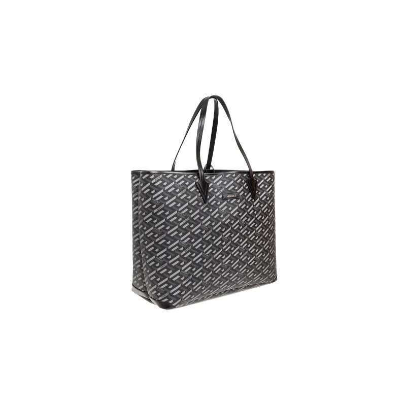 VERSACE Canvas With Calfskin Tote Bag, Shopping Bag, Shoulder Bag, Handbag Regular Unisex Black-1