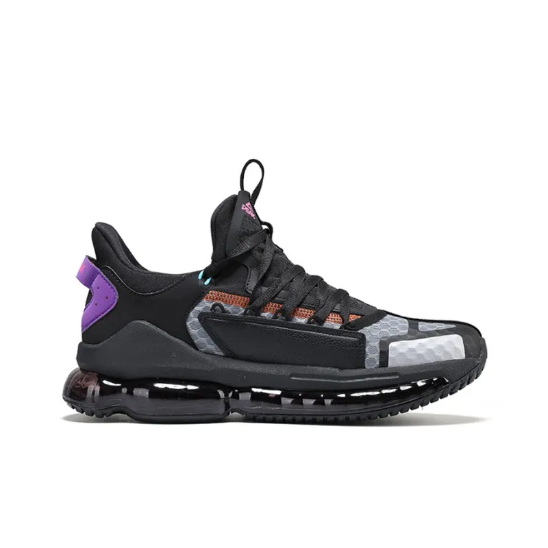 PEAK Air Cushion Wear Resistant Slip Resistant Low Top Men's Running Shoes Black Blue-1