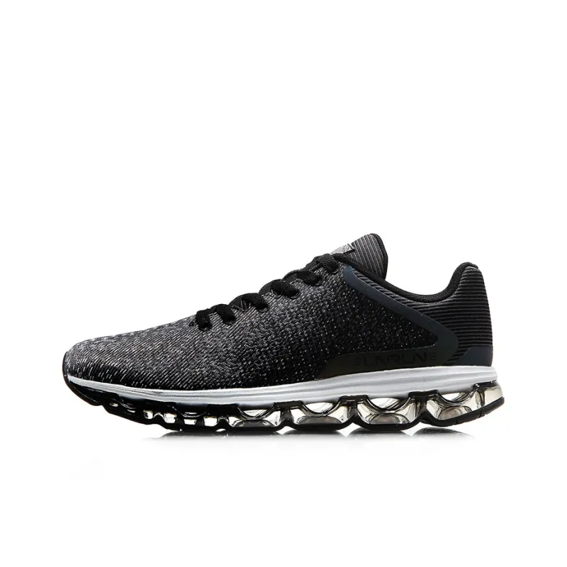 LiNing Photocopy Cushioned Anti-Slip Wear-Resistant Breathable Lightweight Low-Top Running Shoes Men's Black White-0