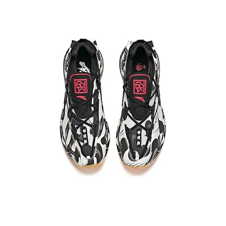 LIBAI Anta Durable Breathable Low Top Running Shoes Black White-2