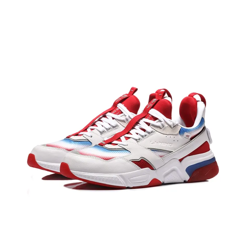 LiNing 001 Running Shoes Unisex Low Top White/Red-2