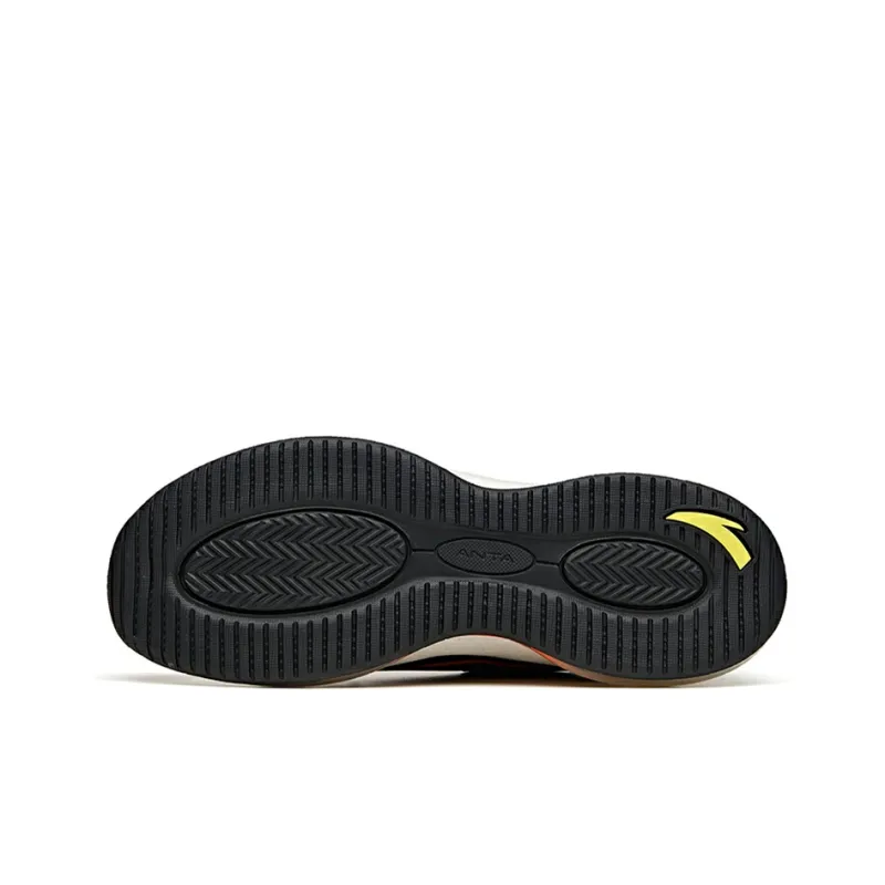 Anta Cushioned Slip-Resistant Abrasion-Resistant Breathable Low-Top Running Shoes Men's Black White-4