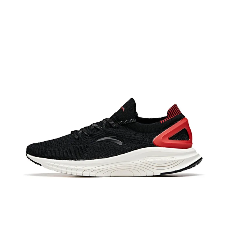 Anta Cushioning, Slip Resistant, Abrasion Resistant, Lightweight Low Top Running Shoes Men's Black Red-0