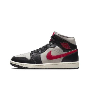 Jordan 1 Mid Black College Grey Gym Red Women's
