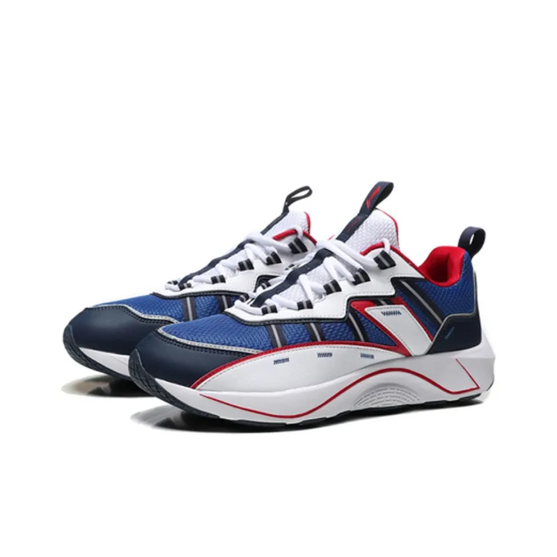 LiNing QingYun Cushioned Wear Resistant Slip Resistant Low Top Running Shoes Men's Blue White-2