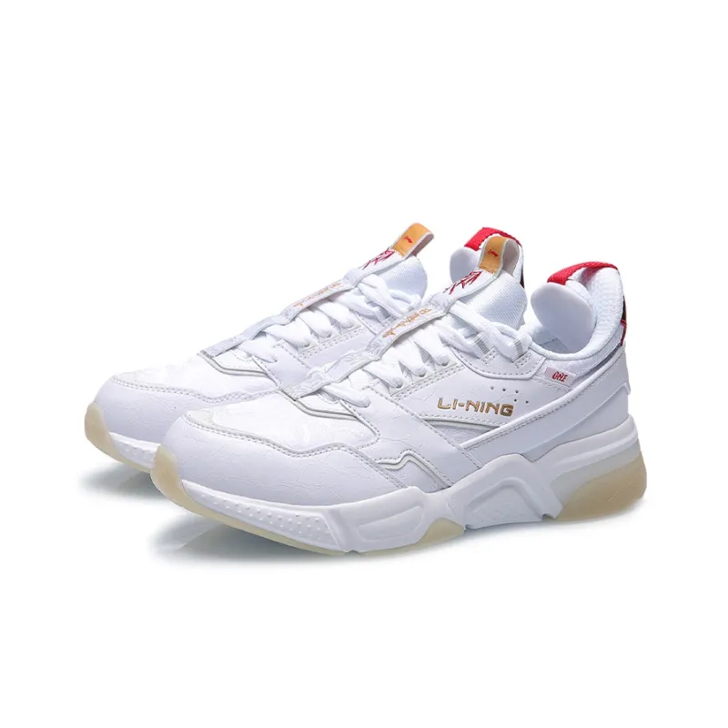 LiNing 001 Daily Gold Rush Journey CNY Durable Breathable Low Top Running Shoes Women's White Red-2