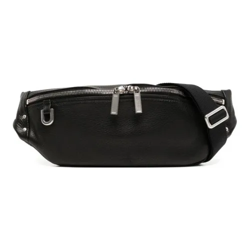RICK OWENS/RO Calfskin Sling Bags One Shoulder Crossbody Fanny Pack Men's Black