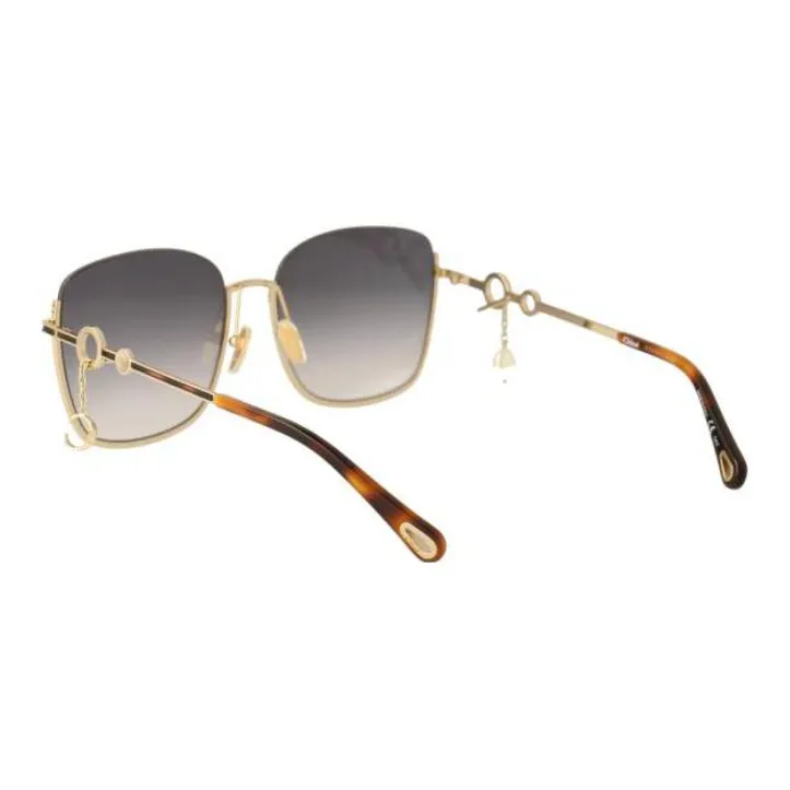 Chloe Metal Square Sunglasses Women's Gold-2