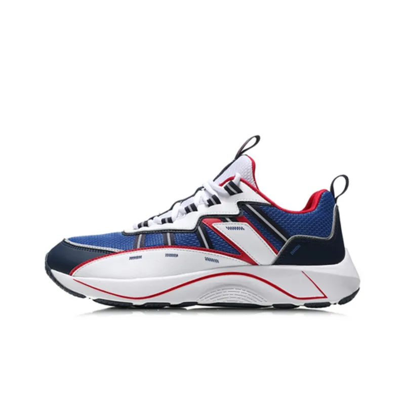 LiNing QingYun Cushioned Wear Resistant Slip Resistant Low Top Running Shoes Men's Blue White-0
