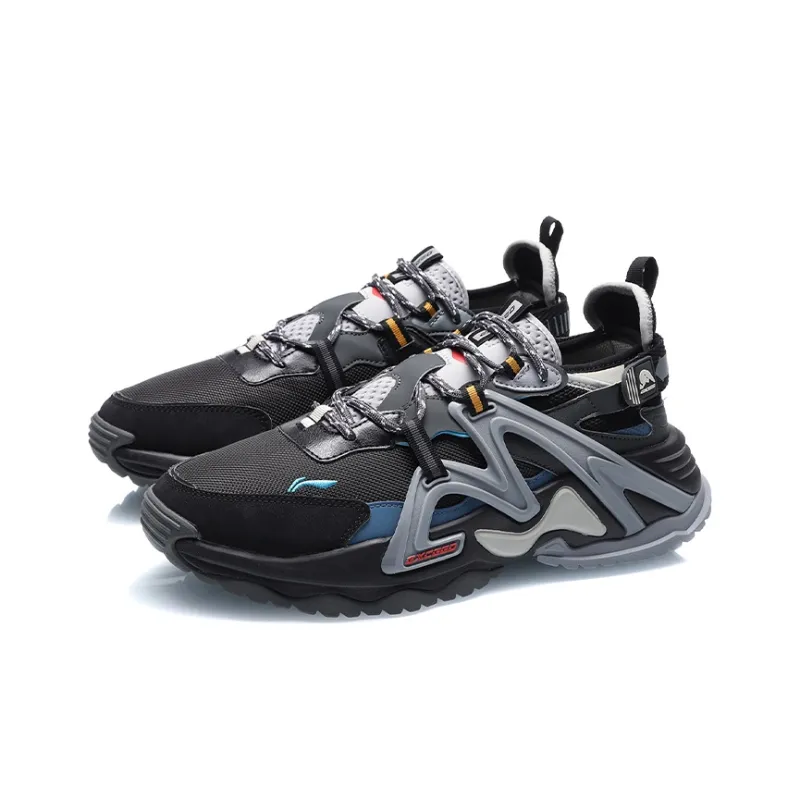 LiNing Beyond Cushioning Anti Slip And Wear Resistant Low Top Running Shoes Men's Black Gray Blue-2