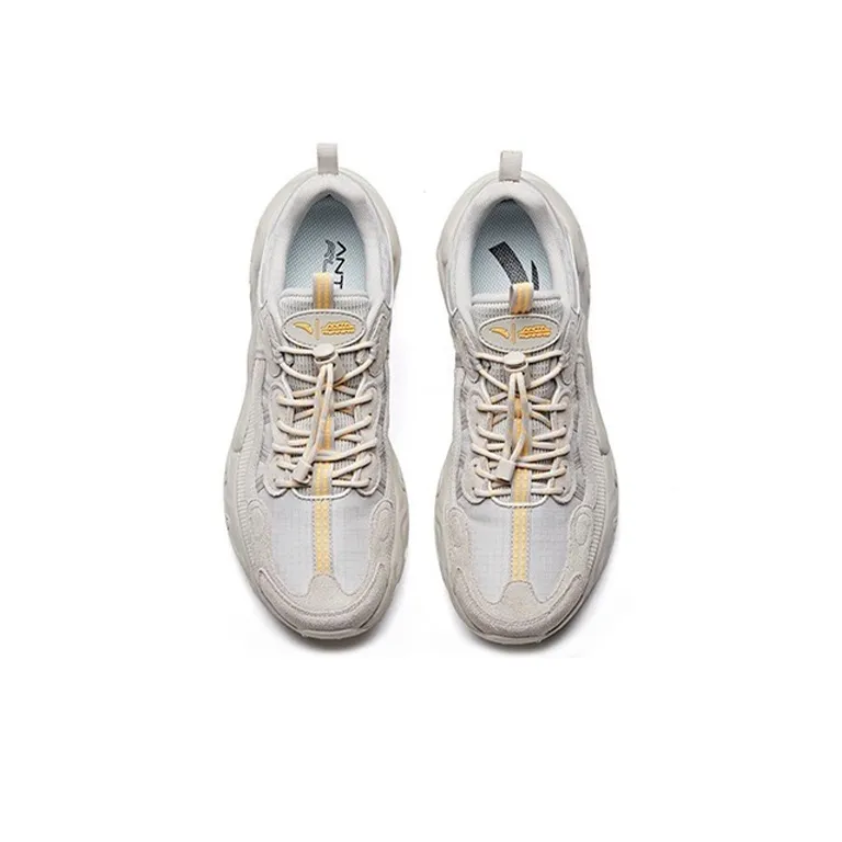 Anta Cushioned Slip-Resistant Low-Top Running Shoes Men's Gray-3
