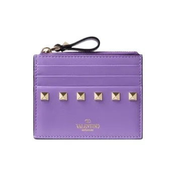 Valentino Smooth Calf Leather Coin Purses Card Holders Regular Women's Purple