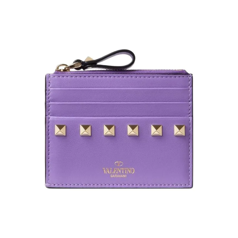 Valentino Smooth Calf Leather Coin Purses Card Holders Regular Women's Purple-0