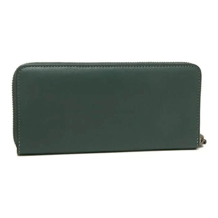 COACH Zip Around Premium Calfskin Card Holder Wallet Small Size Women's Forest Green-2