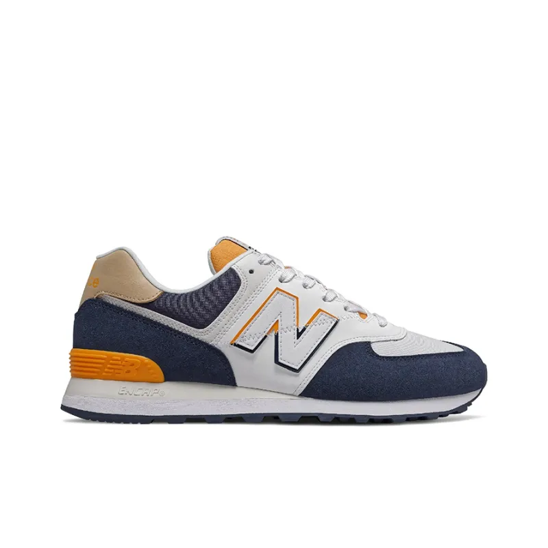New Balance 574 White Navy Yellow-1