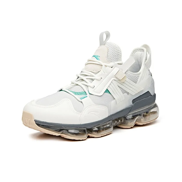 Anta Cushioning Abrasion Resistant Coverage Support Rebound Low Top Running Shoes Men's White Gray-1
