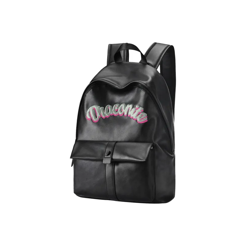 DRACONITE PU Student Backpack Regular Unisex Black-1