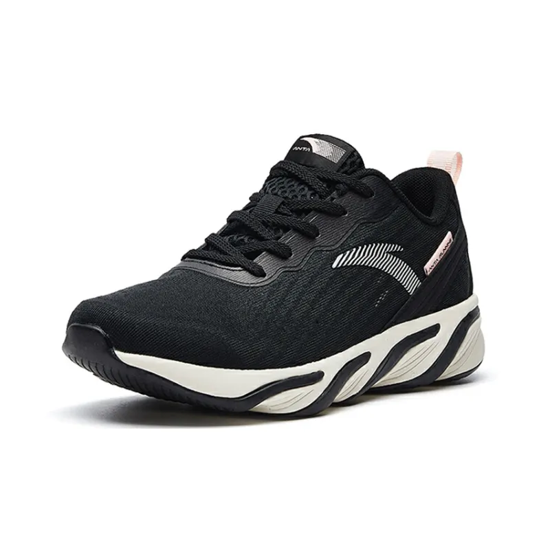 Anta 2020 Running Collection Rebound Cushioning Lightweight Breathable Low Top Running Shoes Women's Black White-1