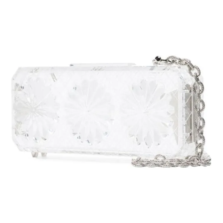 Y/Project Clear Flower Engraved Chain Strap Acrylic Clutch Bag-2