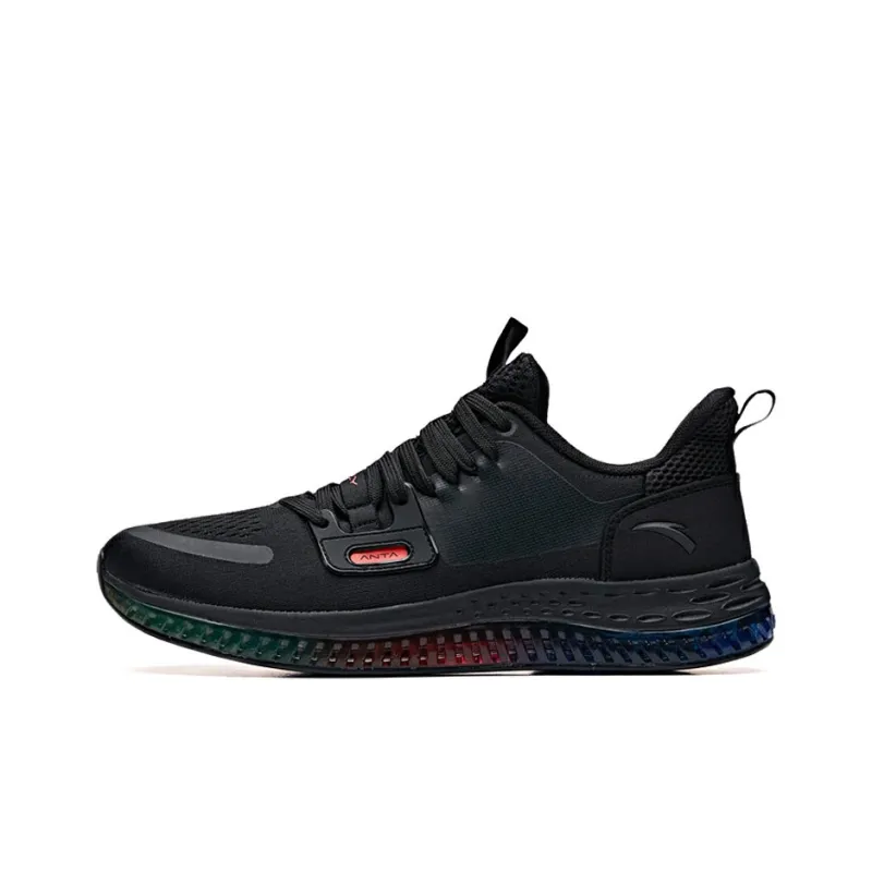 Anta Cushioning Coverage Rebound Low Top Running Shoes Men's Black Red-0