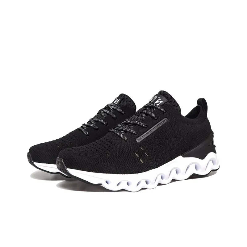 361° Cushioning Breathable Lightweight Low Top Running Shoes Men's Black White-1