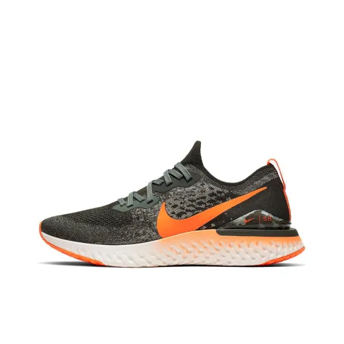 Nike Epic React Flyknit 2 Running Shoes Men Low-Top Black/White/Orange