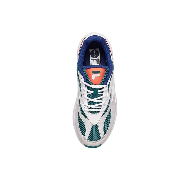 FILA FUSION Cushioning Anti Slip Wear Resistant Breathability Low Top Shoes Women's White Green-2