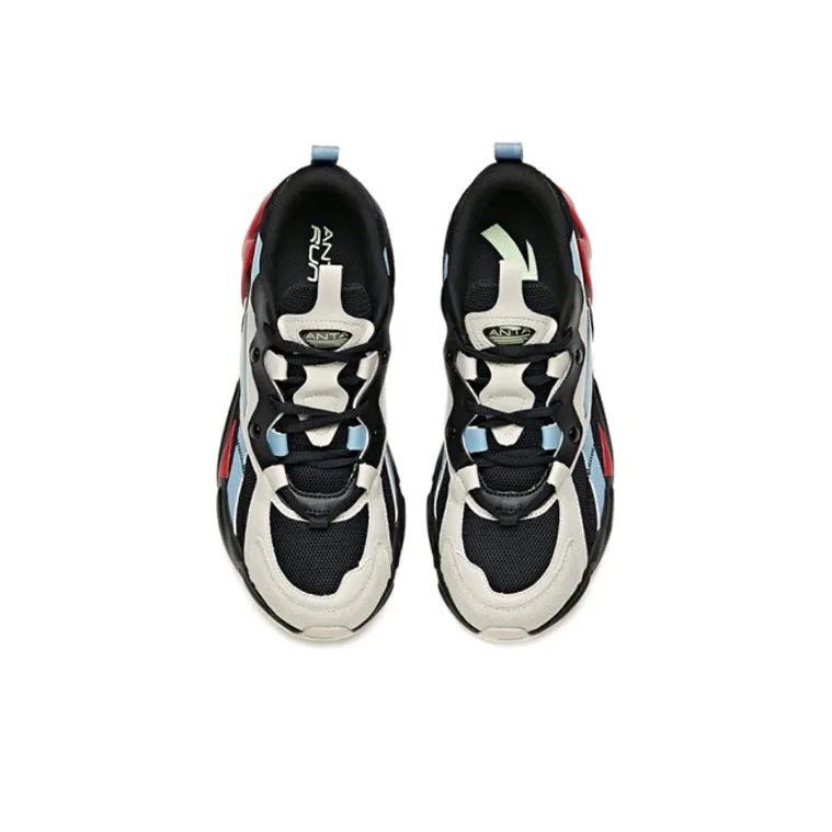 Anta Cushioning Anti-Slip And Wear-Resistant Lightweight Rebound Low-Top Running Shoes Men's Black Gray Red-2