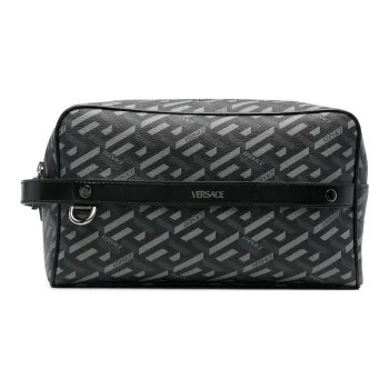 FANSIZHE Calfskin Handheld Toiletry Bag Men's Black