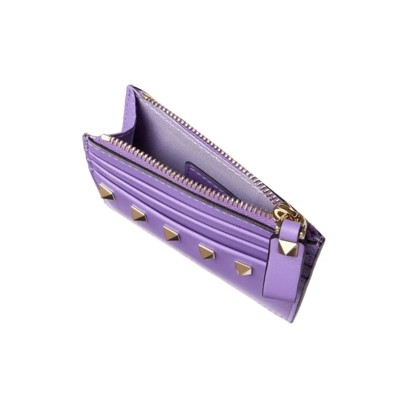 Valentino Smooth Calf Leather Coin Purses Card Holders Regular Women's Purple-4