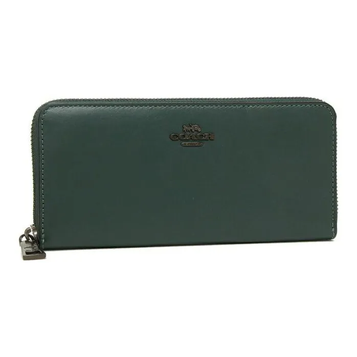 COACH Zip Around Premium Calfskin Card Holder Wallet Small Size Women's Forest Green-1