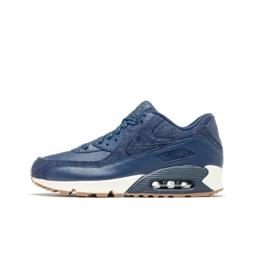 Nike Air Max 90 Running Shoes Men Low-Top Dark Blue/White