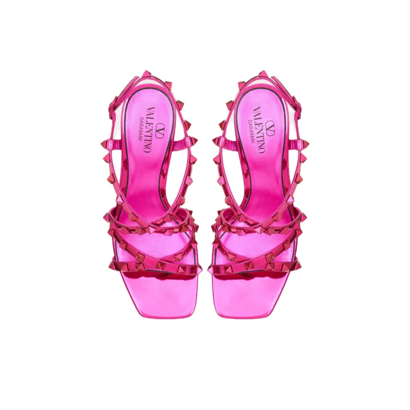 Valentino Garavani Rockstud 100mm Mirrored Sandals-2
