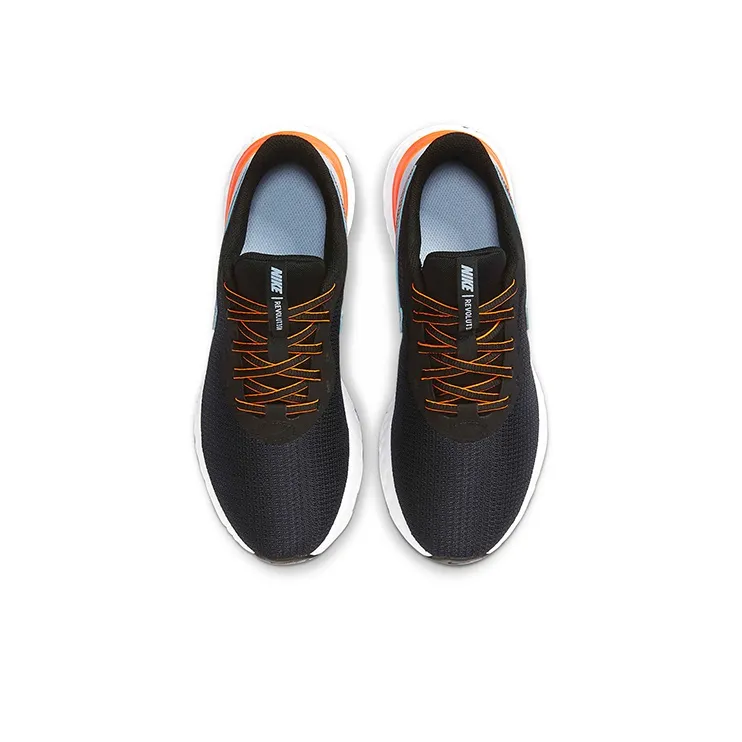Nike REVOLUTION 5 Cushioning Wear Resistant Low Top Rubber Casual 1 Women's Black Orange-3