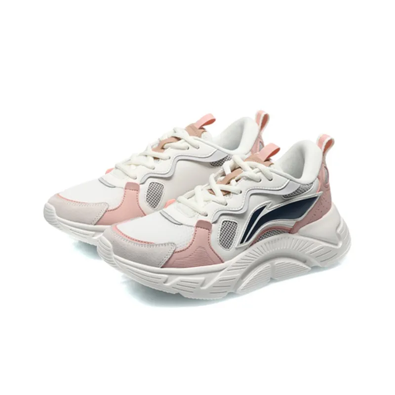 LiNing Lightweight Low Top Running Shoes Women's White Gray Pink-2