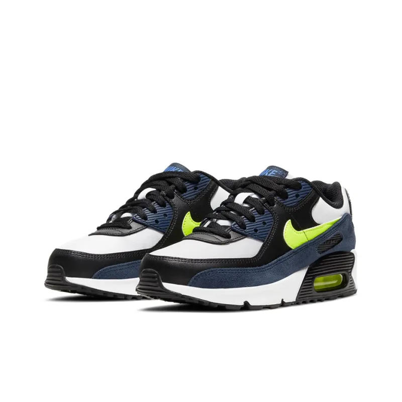 Nike Air Max 90 Leather Midnight Navy Volt GS-2