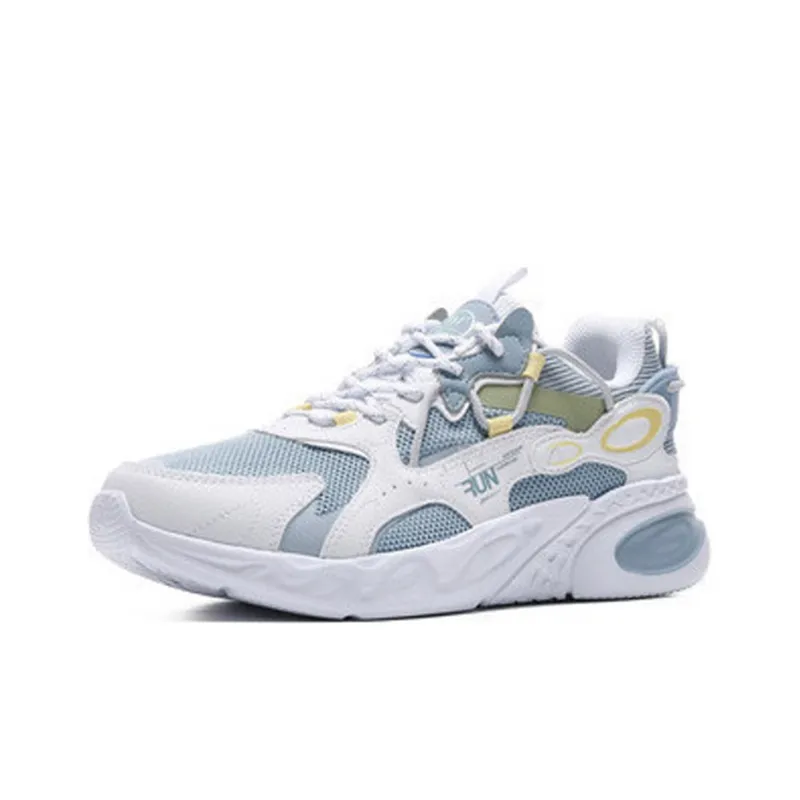 361° Dragon Eyes Dragon Gaze Cushioning Anti Slip And Wear Resistant Low Top Running Shoes Women's White Blue-2