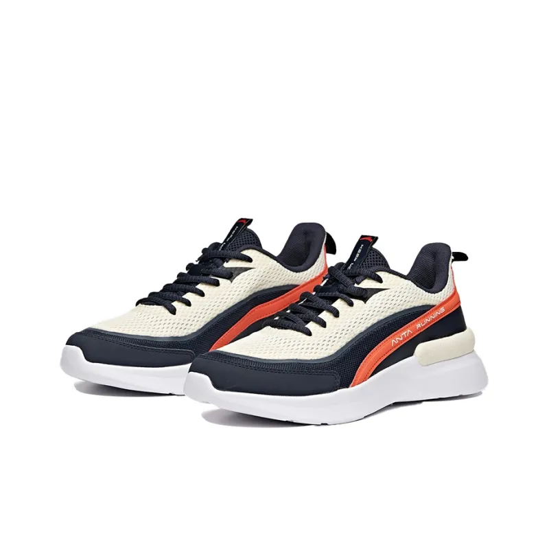 Anta Running Collection Cushioned Slip-Resistant Abrasion-Resistant Breathable Low-Top Running Shoes Men's White Black-1