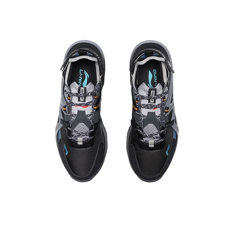 LiNing Beyond Cushioning Anti Slip And Wear Resistant Low Top Running Shoes Men's Black Gray Blue-3