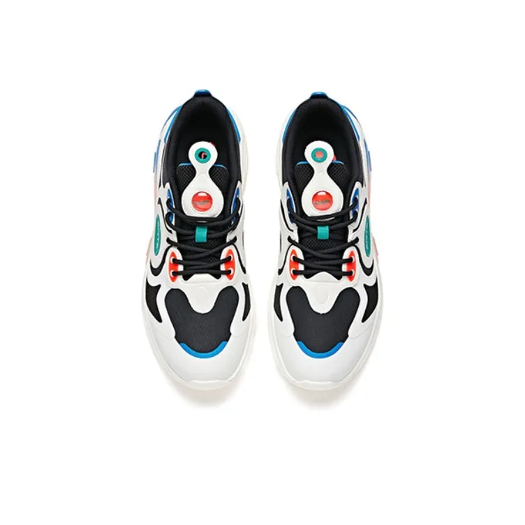 Anta Cushioned Slip-Resistant Low-Top Running Shoes Men's Black White Blue-2