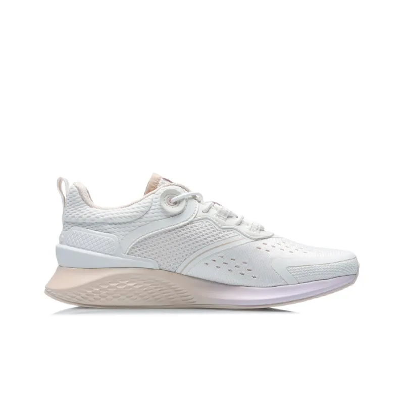 LiNing Anti Slip Wear Resistant Low Top Running Shoes Women's Mist White-1