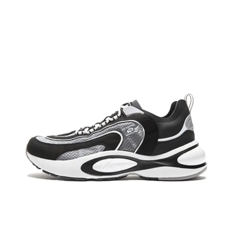LiNing V8 Anti Slip And Wear Resistant Lightweight Low Top Running Shoes Men's Black White-0