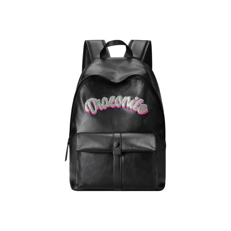 DRACONITE PU Student Backpack Regular Unisex Black-0