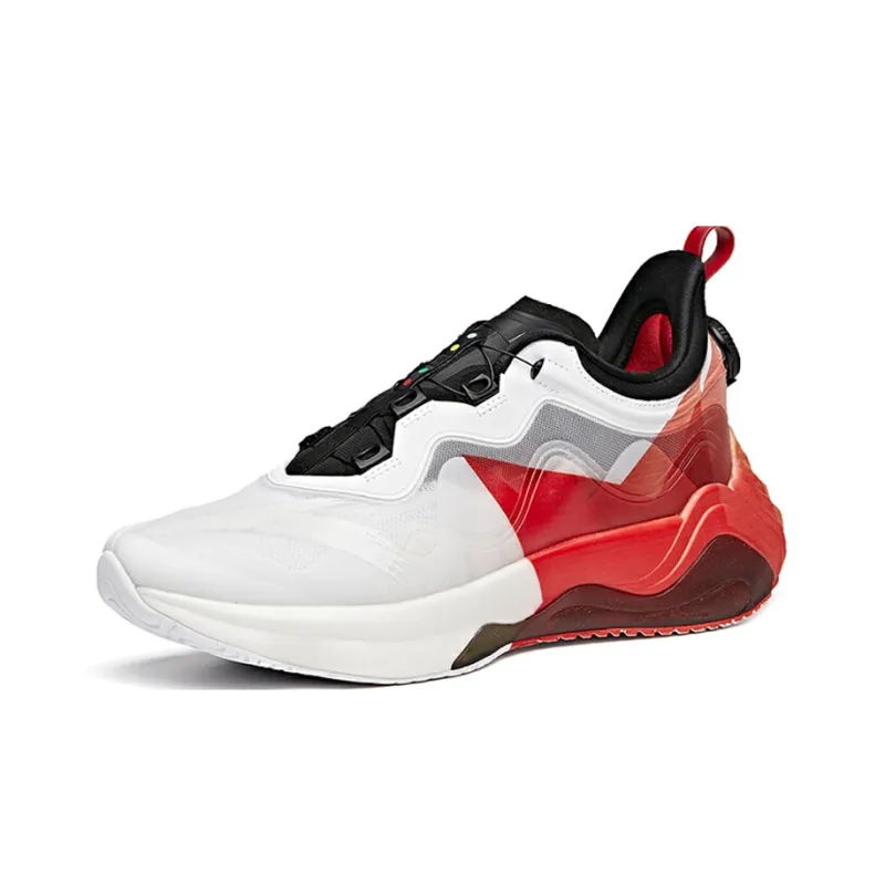 Anta Cushioned Slip-Resistant Coverage Low-Top Running Shoes Men's Red White-1