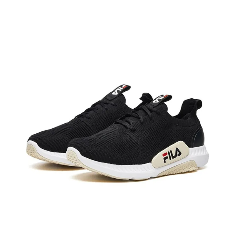 FILA FUSION Fantastic Cushioning Anti Slip Wear Resistant Breathability Low Top Running Shoes Women's Black White-2