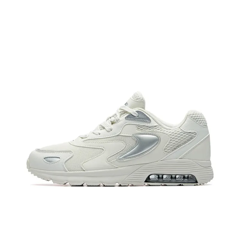 Anta Cushioning Slip Resistant Rebound Breathable Low Top Running Shoes Men's Silver White-0